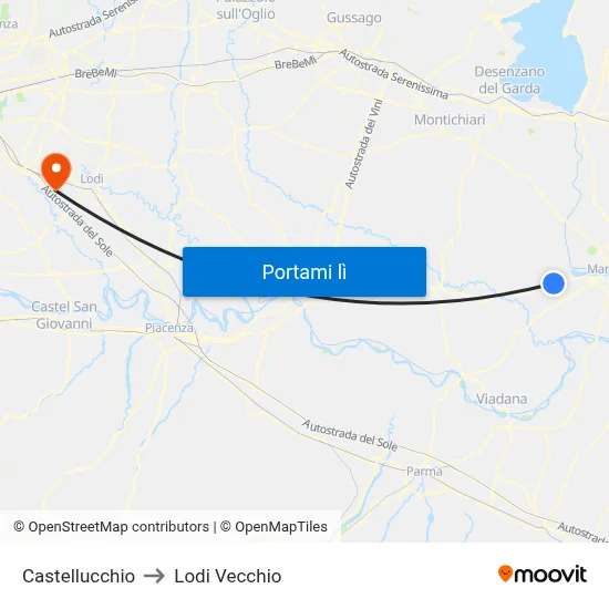 Castellucchio to Lodi Vecchio map