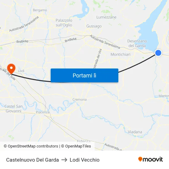 Castelnuovo Del Garda to Lodi Vecchio map