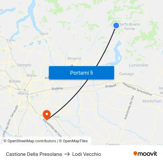 Castione Della Presolana to Lodi Vecchio map