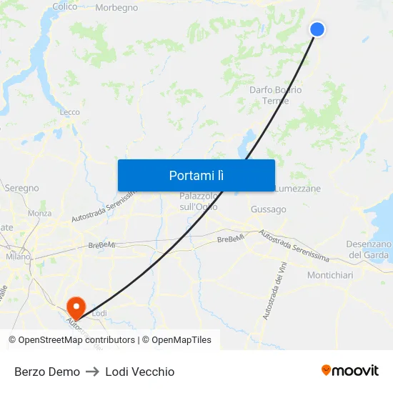 Berzo Demo to Lodi Vecchio map