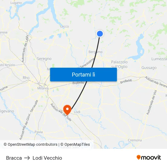 Bracca to Lodi Vecchio map