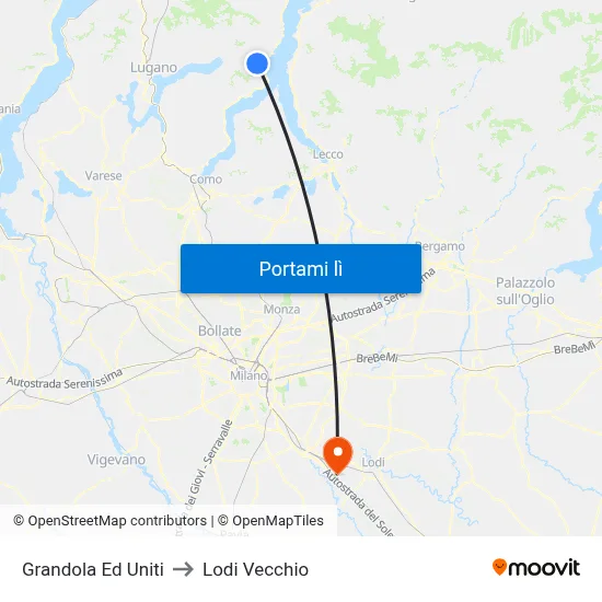 Grandola Ed Uniti to Lodi Vecchio map
