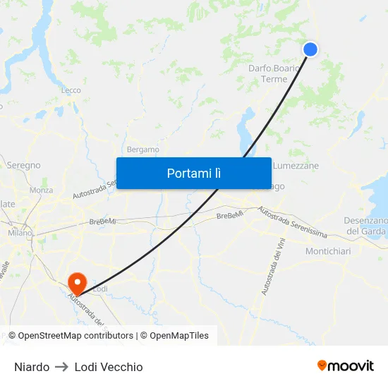 Niardo to Lodi Vecchio map
