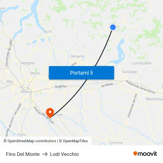 Fino Del Monte to Lodi Vecchio map