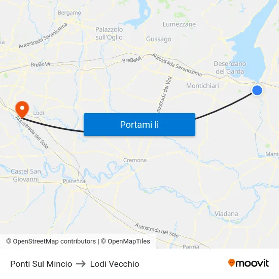 Ponti Sul Mincio to Lodi Vecchio map