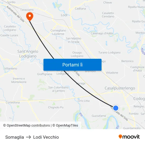 Somaglia to Lodi Vecchio map