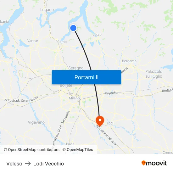 Veleso to Lodi Vecchio map