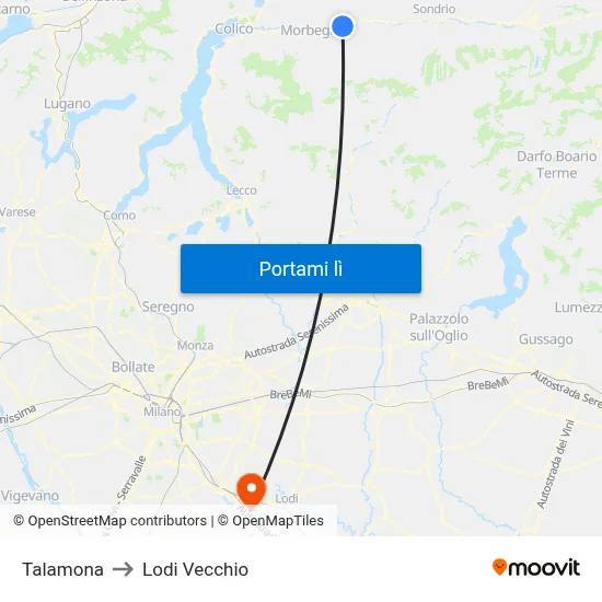 Talamona to Lodi Vecchio map