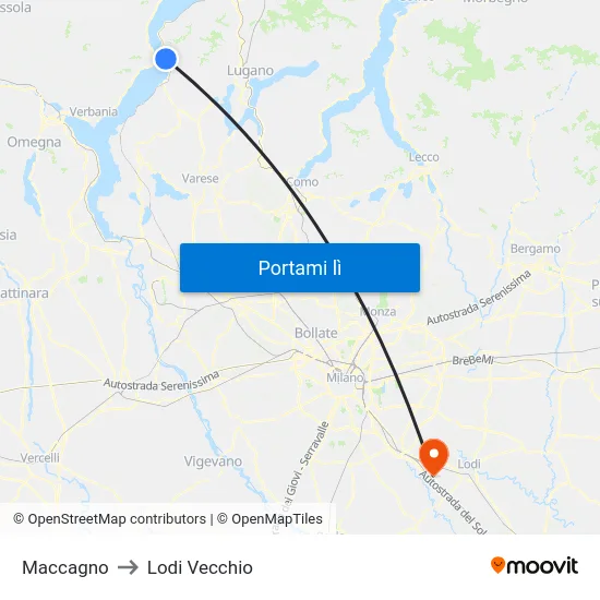 Maccagno to Lodi Vecchio map