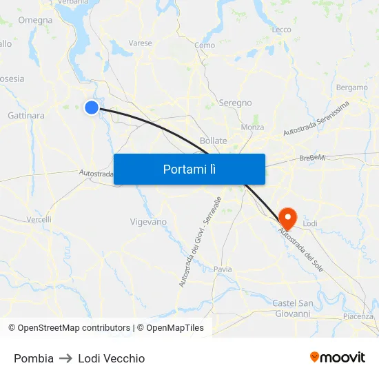 Pombia to Lodi Vecchio map