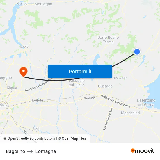 Bagolino to Lomagna map