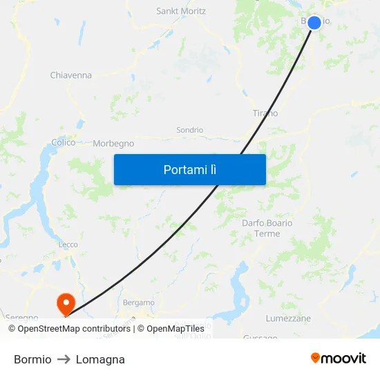 Bormio to Lomagna map
