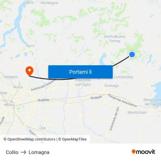 Collio to Lomagna map