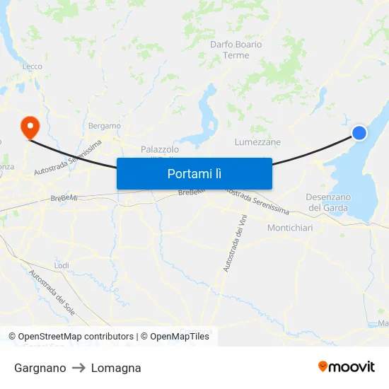 Gargnano to Lomagna map