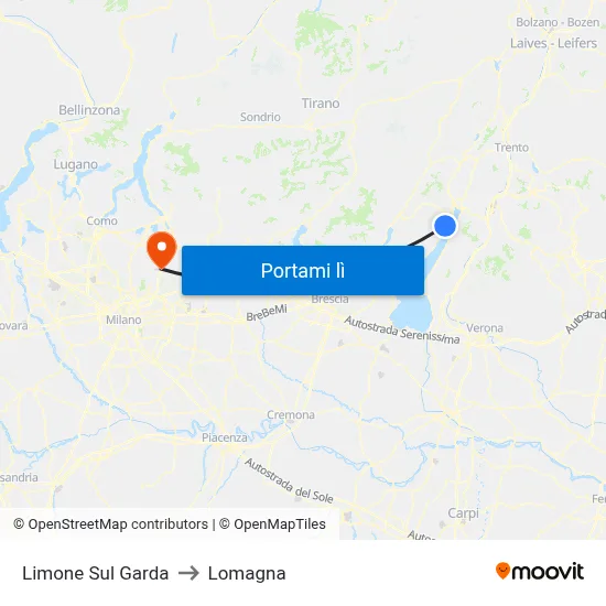 Limone Sul Garda to Lomagna map