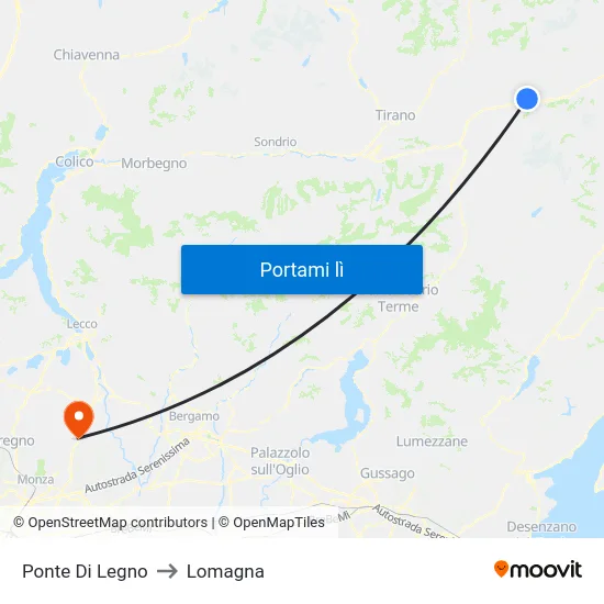 Ponte Di Legno to Lomagna map