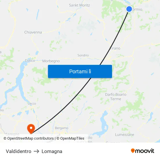Valdidentro to Lomagna map