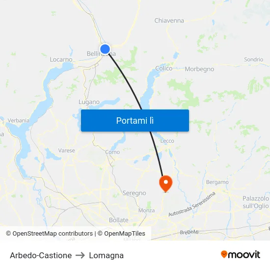 Arbedo-Castione to Lomagna map