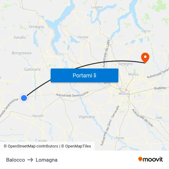 Balocco to Lomagna map