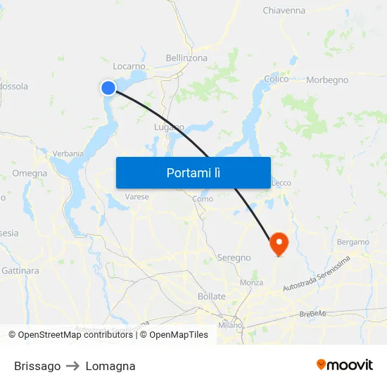 Brissago to Lomagna map
