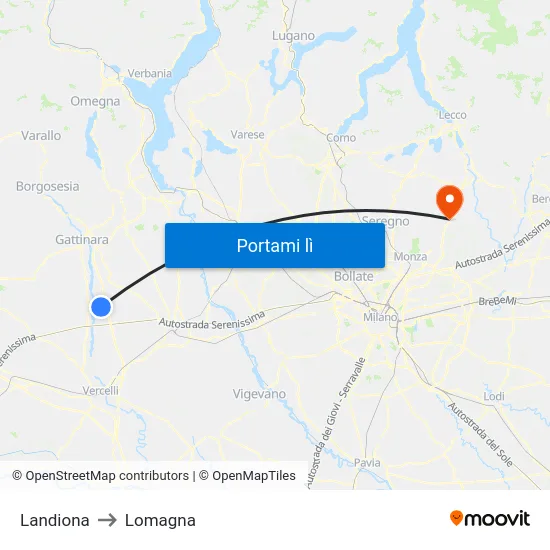 Landiona to Lomagna map
