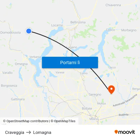 Craveggia to Lomagna map