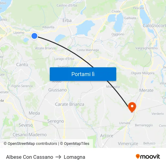 Albese Con Cassano to Lomagna map
