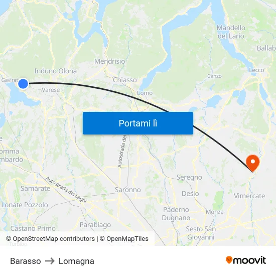 Barasso to Lomagna map