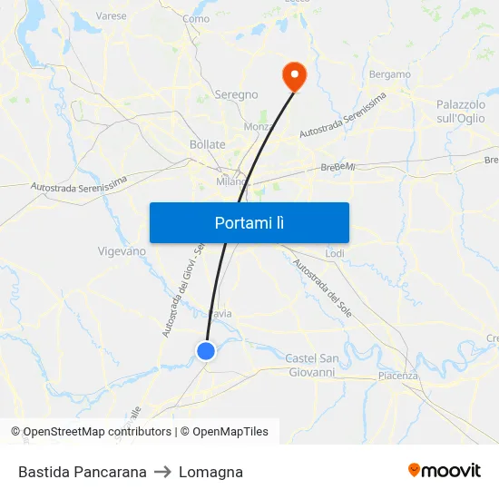 Bastida Pancarana to Lomagna map