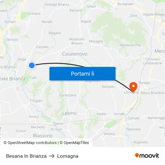 Besana In Brianza to Lomagna map