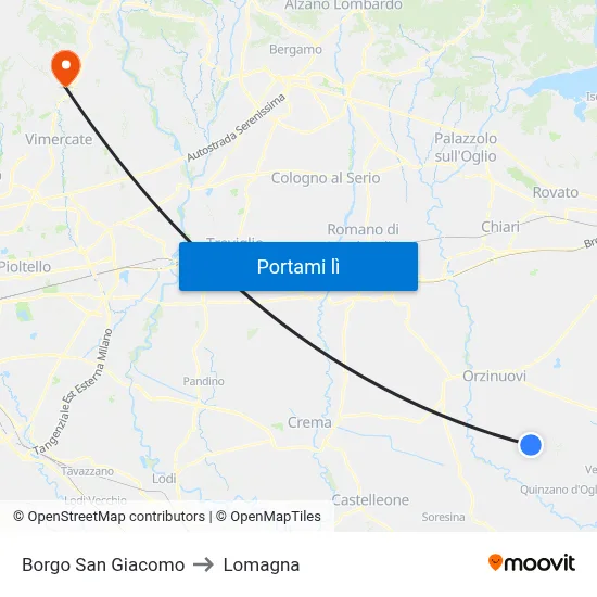 Borgo San Giacomo to Lomagna map