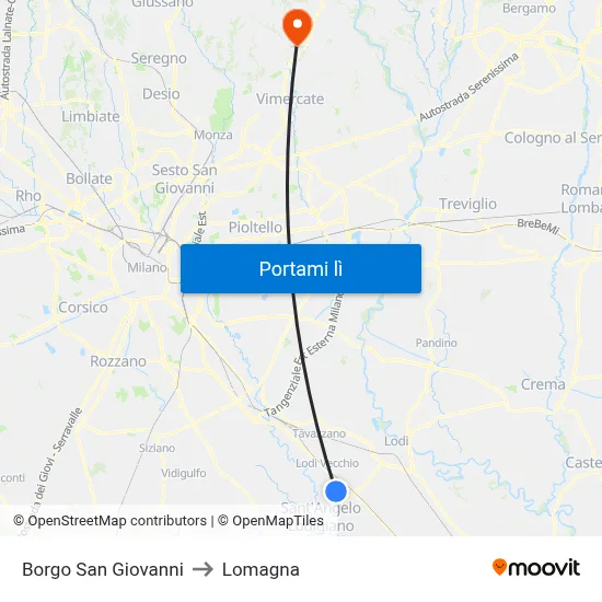 Borgo San Giovanni to Lomagna map