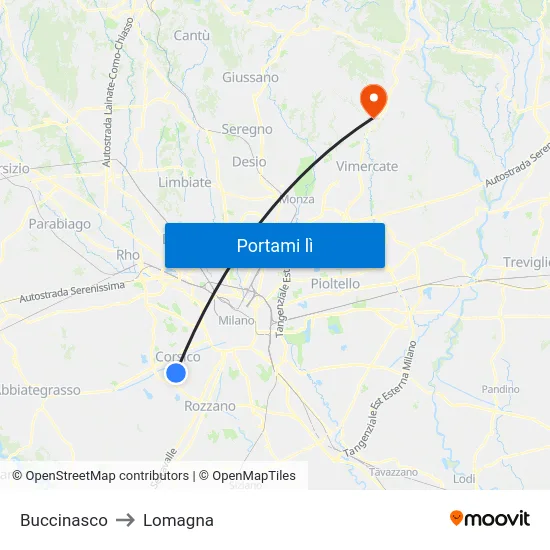 Buccinasco to Lomagna map