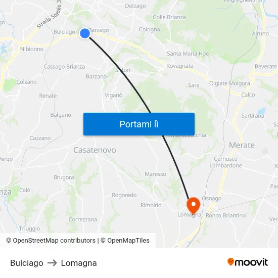 Bulciago to Lomagna map