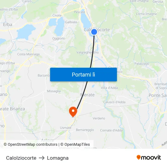 Calolziocorte to Lomagna map