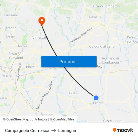 Campagnola Cremasca to Lomagna map