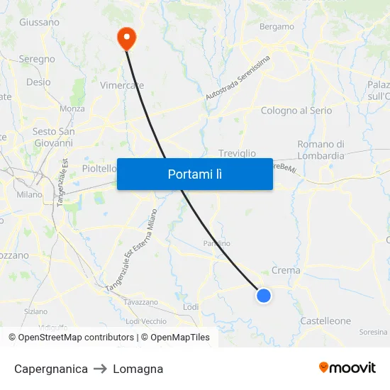 Capergnanica to Lomagna map
