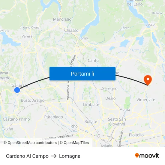 Cardano Al Campo to Lomagna map