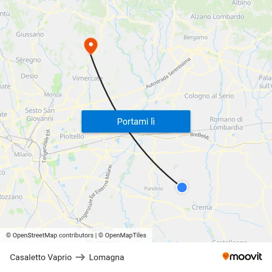 Casaletto Vaprio to Lomagna map