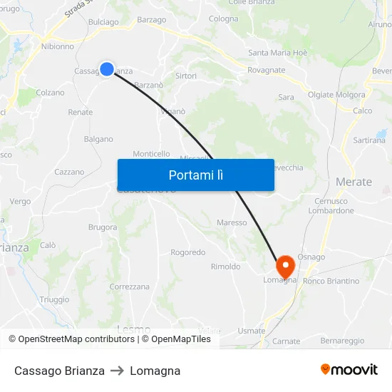 Cassago Brianza to Lomagna map