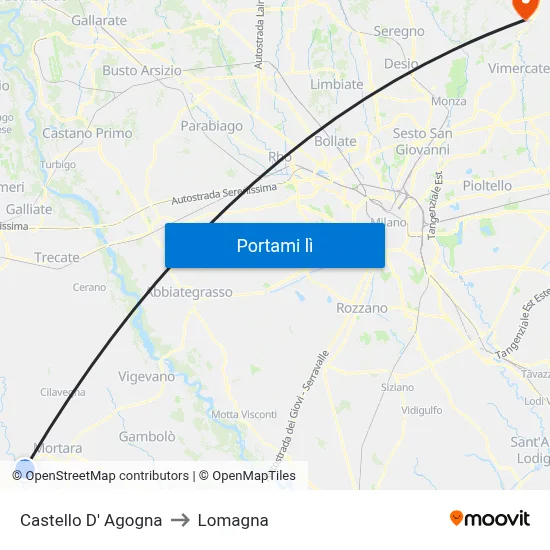 Castello D' Agogna to Lomagna map