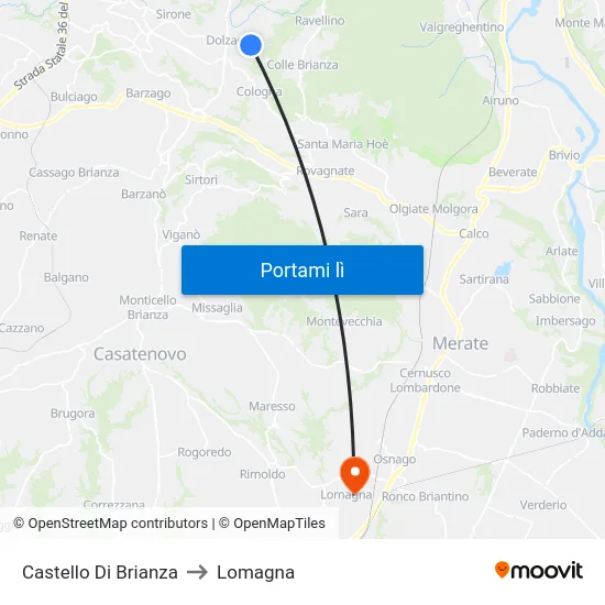 Castello Di Brianza to Lomagna map