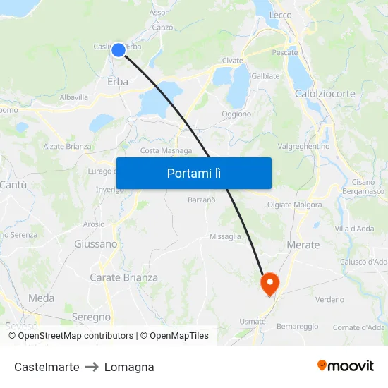 Castelmarte to Lomagna map