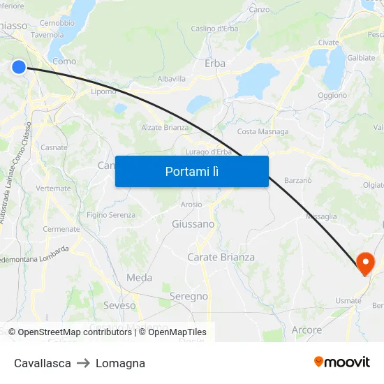 Cavallasca to Lomagna map