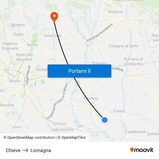 Chieve to Lomagna map