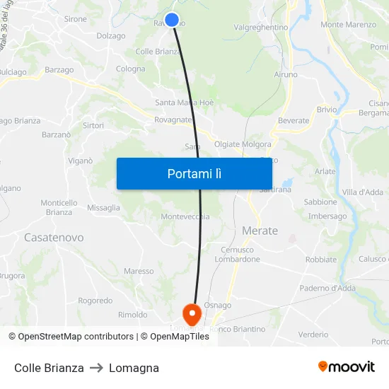 Colle Brianza to Lomagna map