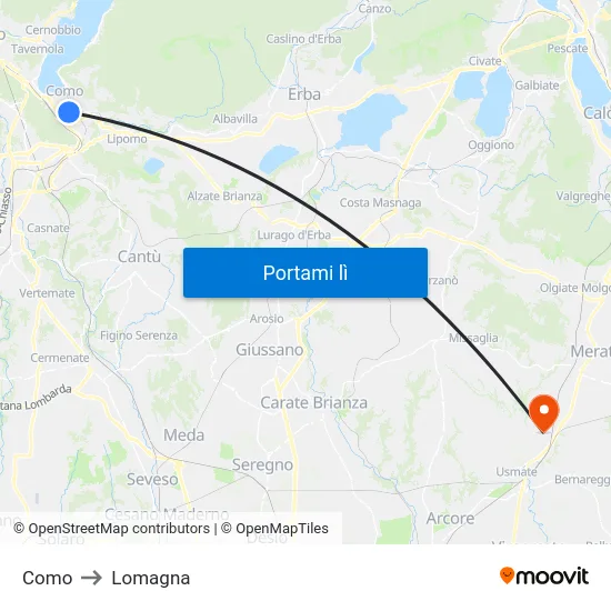 Como to Lomagna map