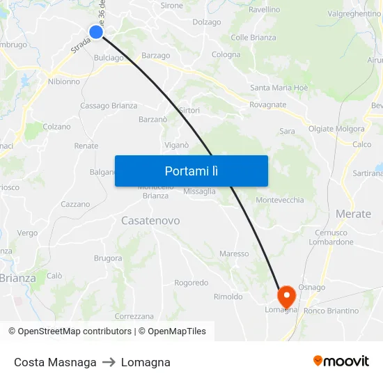 Costa Masnaga to Lomagna map