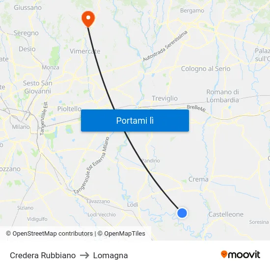 Credera Rubbiano to Lomagna map