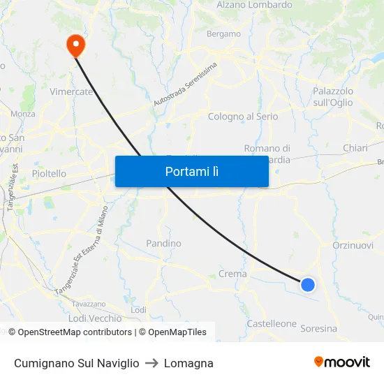 Cumignano Sul Naviglio to Lomagna map